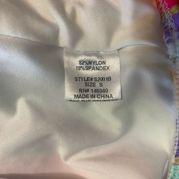 “FEATHER II” Rainbow Stripes & Gold Straps Bathing Suit - Picture 10 of 11